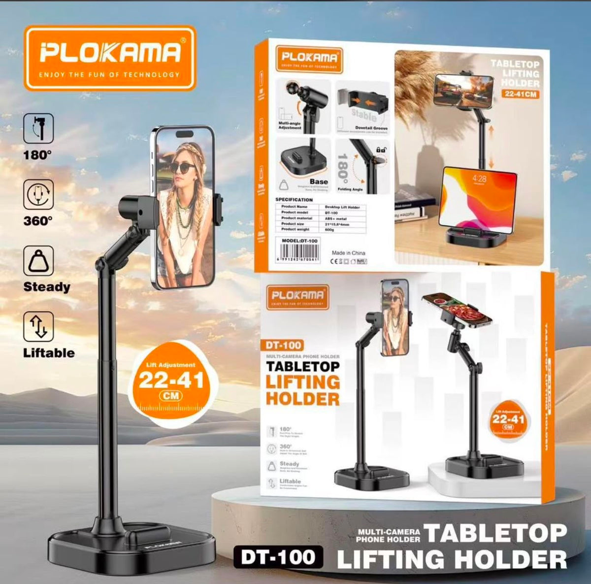 📱 Plokama DT-100 – Le support réglable idéal pour votre smartphone et votre tablette !