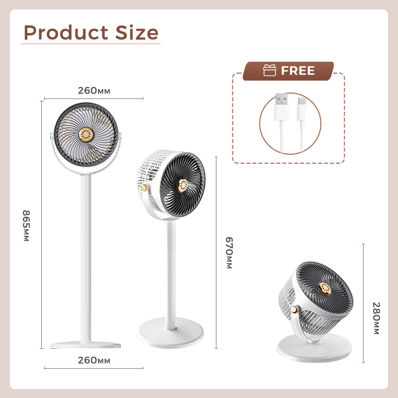 🌪️ Ventilateur Circulateur Rechargeable Premium – 86,5 cm 🌪️