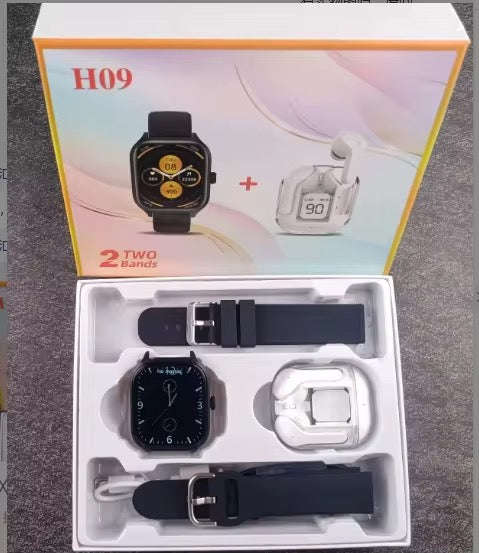 MONTRE CONNECTÉE H09 + ÉCOUTEURS SANS FIL – PACK 2 EN