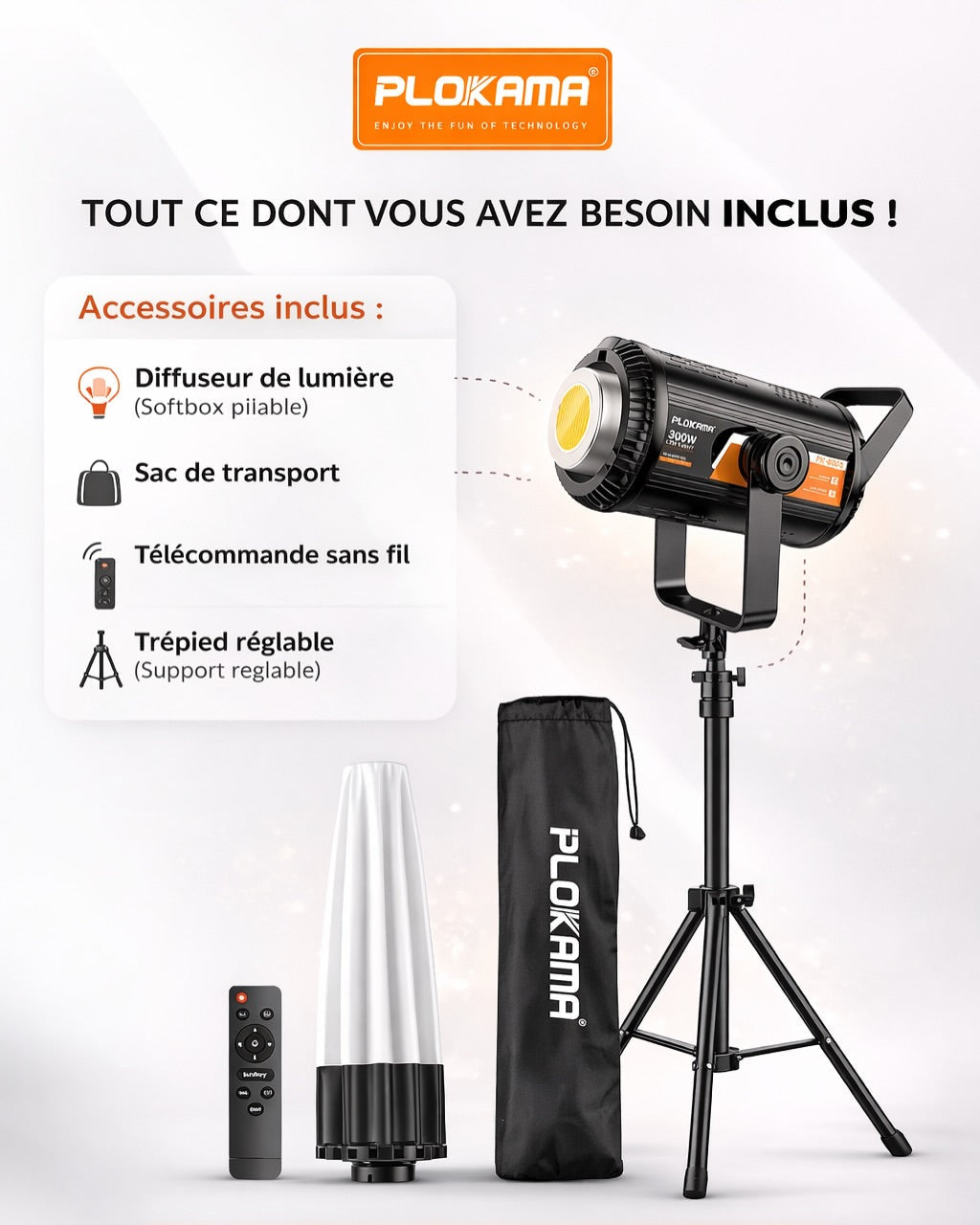 Projecteur Professionnel Plokama PK600S – 300W