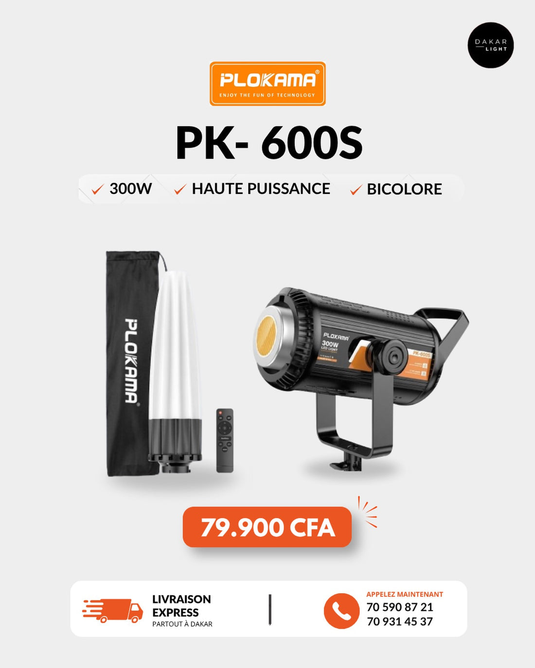 Projecteur Professionnel Plokama PK600S – 300W