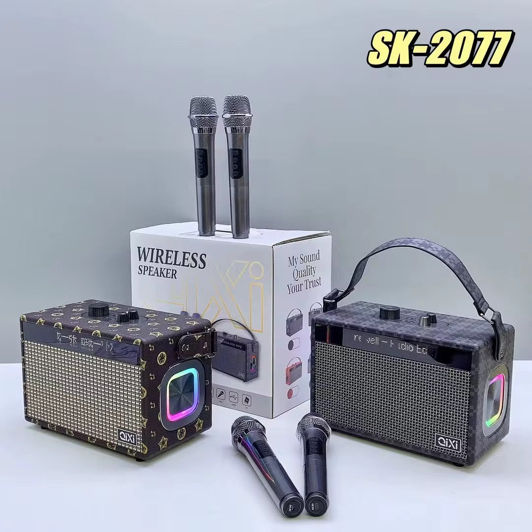 🎤🔊 ENCEINTE KARAOKÉ BLUETOOTH SK-2077 AVEC 2 MICROPHONES SANS FIL