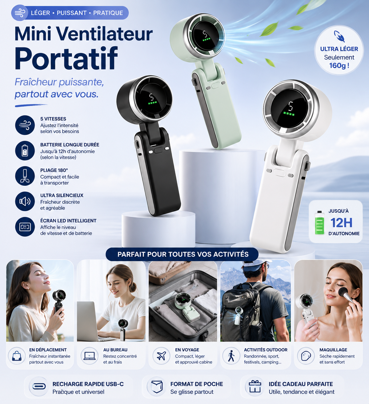 💨 Le Mini Ventilateur Intelligent Qui Vous Accompagne Partout